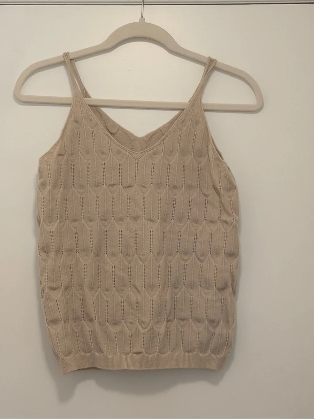 SHEIN Beige Knit V-Neck Spaghetti Strap Camisole